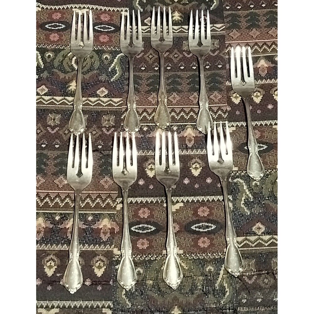 Set of 9 Oneida Deluxe Chateau Stainless Fork Salad Forks Flatware Silverware